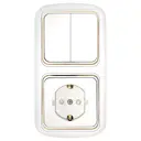 Блок выключатель с розеткой встраиваемые Bylectrica Гармония люкс 2В-РЦ-559 з 2 клавиши с заземлением цвет белый