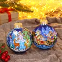 Набор елочных шаров Ферма радости 5182801 Зимняя сказка 10 см стекло синий 2 шт