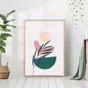 Постер 28 картин "Абстракция ветка дерева и закат на море" 50x40 см, в подарочном тубусе без рамы