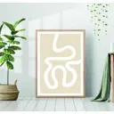 Постер 28 картин "Абстракция белая лента на бежевом фоне" 70x50 см, в подарочном тубусе без рамы