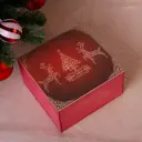 Коробка подарочная "Merry Christmas c оленями" бордовая 20x20x10 см