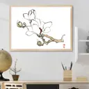 Постер 28 картин Ветка магнолии китайская живопись 70x50 см без рамы