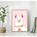 Постер 28 картин "Белая лама на розовом фоне" 70x50 см без рамы