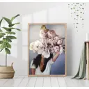 Постер 28 картин Девушка с пионами и птицей на голове Эми Джадд 40x50 см, в подарочном тубусе без рамы