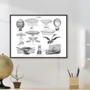 Постер 28 картин "Дирижабль рисунок. Ретро" 40x50 см, в подарочном тубусе без рамы