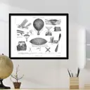 Постер 28 картин "Дирижабль рисунок. Винтаж" 50x70 см, в подарочном тубусе без рамы