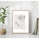 Постер 28 картин "Линейный рисунок силуэт девушки с растениями на голове" 40x50 см, в подарочном тубусе без рамы