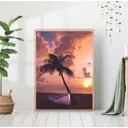 Постер 28 картин "Лодка у пальмы на закате" 40x50 см, в подарочном тубусе без рамы