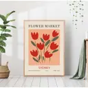 Постер 28 картин Красные тюльпаны Сидней 40x50 см, в подарочном тубусе без рамы