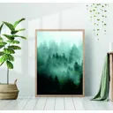 Постер 28 картин "Лес в голубом тумане" 50x70 см, в подарочном тубусе без рамы