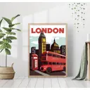 Постер 28 картин "Лондон. Двухъярусный автобус" 50x70 см, в подарочном тубусе без рамы