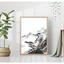 Постер 28 картин "Китайская живопись. Горный пейзаж тушью" 50x70 см, в подарочном тубусе без рамы