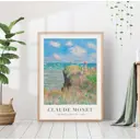 Постер 28 картин "Клод Моне Прогулка по скалам Пурвилля" 70x50 см в подарочном тубусе без рамы