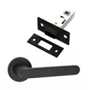Ручка дверная на розетке PAULINIDOR ручки 545-06 slim + защелка магнитная 5-50, Черный
