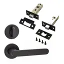 Ручка дверная на розетке PAULINIDOR ручки 545-06 slim + защелка 5-45PL + завертка AL 06 slim + задвижка BK45, Черный