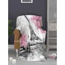 Плед Homepick из флиса с принтом GreyPinkParis 6592, 140x200 см