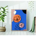 Постер 28 картин Цветы на синем фоне Рисунок 40x50 см в подарочном тубусе без рамы