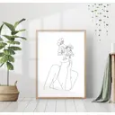 Постер 28 картин Цветы на лице Лотосы Девушка Линейный силуэт 40x50 см в подарочном тубусе без рамы