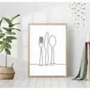 Постер 28 картин Столовые приборы Линейный рисунок 40x50 см в подарочном тубусе без рамы