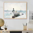 Постер 28 картин Хомер художник. Лодка в Море Рисунок 40x50 см в подарочном тубусе без рамы