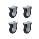 Колесо промышленное А5 FC93 4 шт неповоротные без тормоза с площадкой 85 мм 60 кг резина