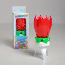Свеча для торта музыкальная "Тюльпан" крутящаяся красная 14.5×6 см