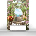 Фотообои флизелиновые Первое ателье 200x285 см Цветочная арка с мостиком к террасе pw70622-2