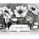 Фотообои флизелиновые Первое ателье 150x100 см Крупные светлые маки на фоне огромных листьев pw94075-1