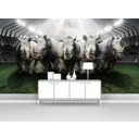 Фотообои флизелиновые Первое ателье 400x220 см Носороги на футбольном поле pw94419-4