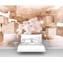 Фотообои флизелиновые Первое ателье 150x100 см Орхидеи в трехмерном пространстве из кубов pw94073-1