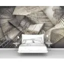 Фотообои флизелиновые Первое ателье 400x270 см Коллаж с отражениями небоскребов на стенах и окном с видом на мегаполис pw78610