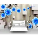 Фотообои флизелиновые Первое ателье 300x195 см Кубы и синие розы pw95723-3