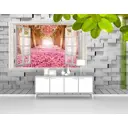 Фотообои флизелиновые Первое ателье 160x100 см Окно в кирпичной стене с видом на аллею pw95131-1