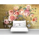 Фотообои флизелиновые Первое ателье 160x100 см Розы на узорчатом фоне pw141427-1