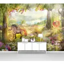 Фотообои флизелиновые Первое ателье 135x100 см Слон и конь в сказочном лесу pw141453-1