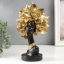 Сувенир бюст"Африканка с цветком на голове" черный с золотом 29x11x17 см