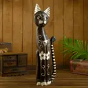 Сувенир интерьерный "Кот белые цветы на лапках" высота 60 см