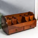 Шкатулка для украшений и косметики 2 ящика "Бюро" коричневая 35x16.5x17 см