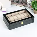 Шкатулка под часы 12 отделений "Карбон" 8x31x20 см