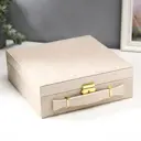 Шкатулка под часы 3 отделения и бижутерию Клетка Беж чемодан 9x26x26 см