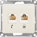 Розетка двойная встраиваемая Systeme Electric Glossa RJ11/RJ45 UTP cat 5e цвет бежевый