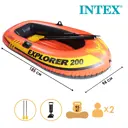 Лодка Intex Explorer 200 2 местная 185x94x41 см от 6 лет до 95 кг вёсла насос