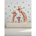 Наклейки интерьерные на стену Семейство жирафов и тропические листья 115x80 см