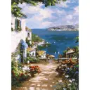 Картина на холсте по номерам Белоснежка Улочка к морю 300-AS