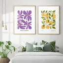 Набор постеров 28 картин "Цветы и лимоны минимализм" 50x40 см 2 шт, в тубусе без рамы