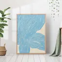 Постер 28 картин "Абстрактные голубые линии на бежевом" 50x40 см в тубусе без рамы