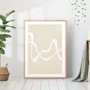 Постер 28 картин "Абстрактные белые ленты на бежевом" 70x50 см в тубусе без рамы