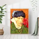 Постер 28 картин "Репродукция Автопортрет с отрезанным ухом Ван Гог" 50x40 см в тубусе без рамы