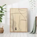 Постер 28 картин "Абстракция черные линии на бежевом фоне" 50x40 см в тубусе без рамы