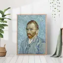 Постер 28 картин "Ван Гог автопортрет на голубом фоне" 50x40 см в тубусе без рамы